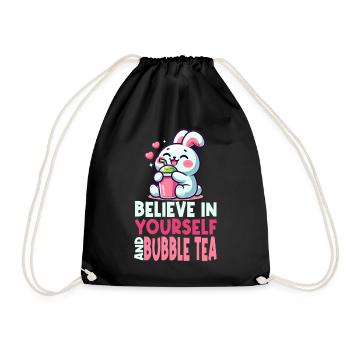 Kawaii Rabbit Bubble Tea Croyez en vous - Sac de sport léger - noir - Devant