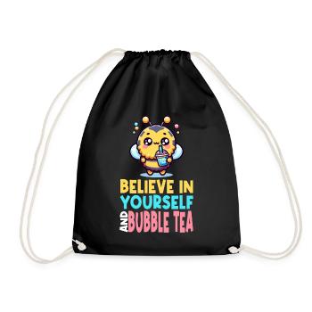 Kawaii Bee Bubble Tea Glaube an dich selbst Spaß - Turnbeutel - Schwarz - Vorne