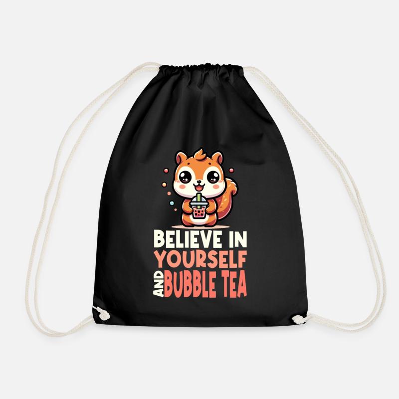Kawaii Squirrel Bubble Tea Croyez en vous - Sac de sport léger - noir