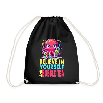 Thé à bulles Kawaii Octopus Croyez en vous - Sac de sport léger - noir - Devant