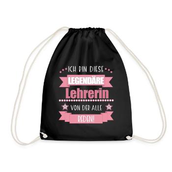Lustiger Spruch für Lehrerin – Geschenkidee - Turnbeutel - Schwarz - Vorne