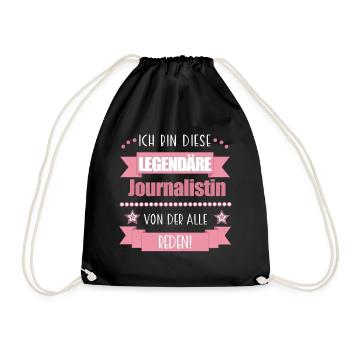 Lustiger Spruch für Journalistin – Geschenkidee - Turnbeutel - Schwarz - Vorne