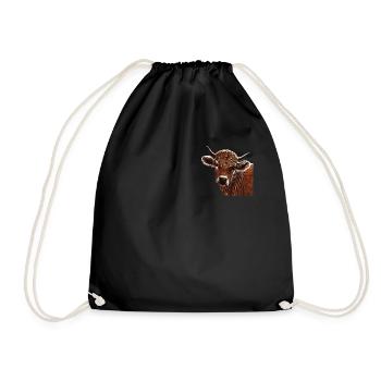 Cow Farm Motif Print - Drawstring Bag - black - Front