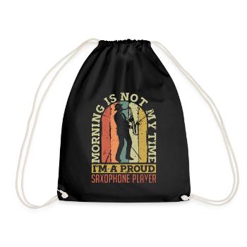 Saxophone Player Morning Is Not My Time Jazz Music - Drawstring Bag - black - Front