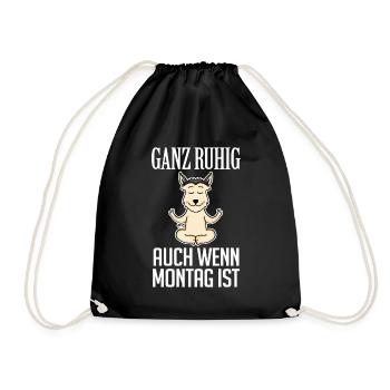 Montag Yoga Hund - Turnbeutel - Schwarz - Vorne