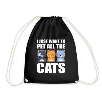 I Just Want To Pet All The Cats Miezekatze - Turnbeutel - Schwarz - Vorne