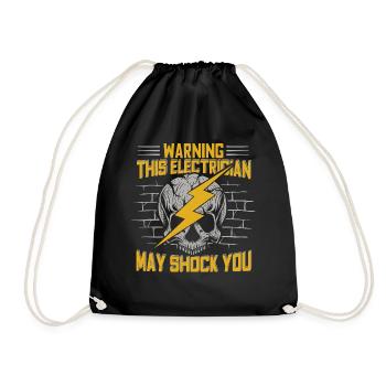 Warning This Electrician May Shock You Elektriker - Drawstring Bag - black - Front