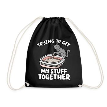 Trying To Get My Stuff Together Funny Kitten - Drawstring Bag - black - Front