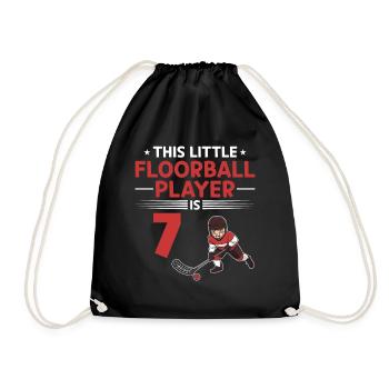 Kids Floorball Player 7th Birthday Floorball Playe - Turnbeutel - Schwarz - Vorne