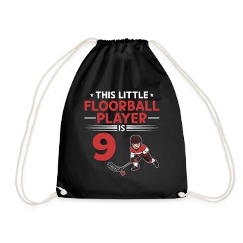 Kids Floorball Player 9th Birthday Floorball Playe - Turnbeutel - Schwarz - Vorne