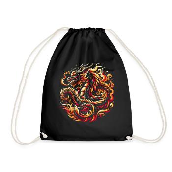 Dragon Fire Chinese Dragon Zodiac Symbol - Drawstring Bag - black - Front