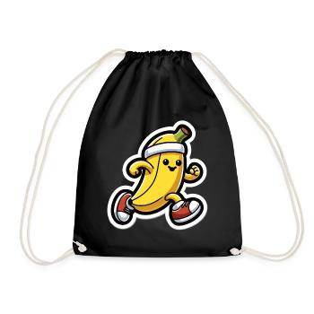 Banana at a running pace - Drawstring Bag - black - Front