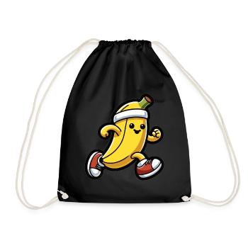 Banana at a running pace - Drawstring Bag - black - Front