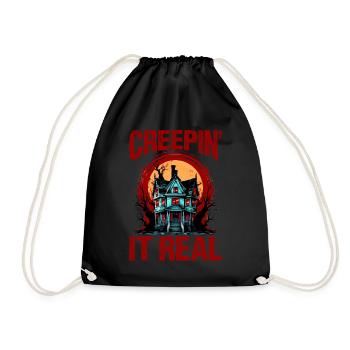 Creepin' It Real Haunted House Creepy Halloween Pa - Turnbeutel - Schwarz - Vorne