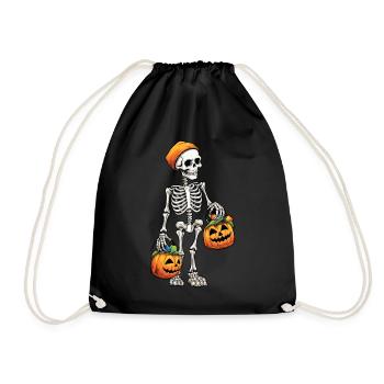 Halloween Skeleton Jack O Lantern Pumpkin - Turnbeutel - Schwarz - Vorne