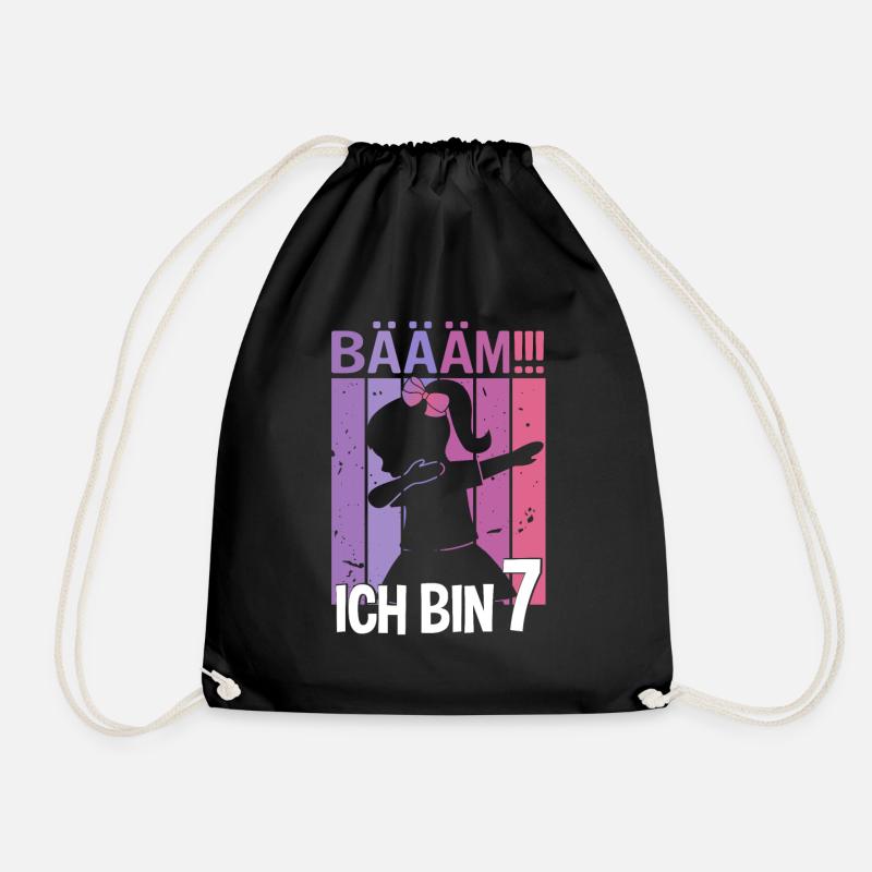 Mädchen Tanzen Bääm Ich bin 7 Jahre Dab Geburtstag - Turnbeutel - Schwarz