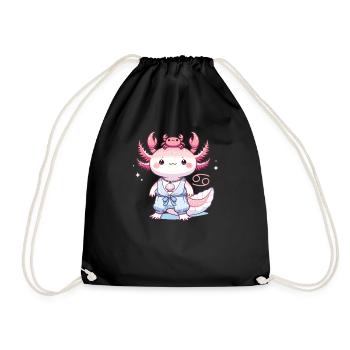 Axolotl as a Cancer Zodiac Sign - Drawstring Bag - black - Front