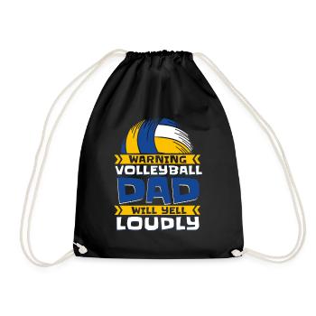 Warning Volleyball Dad Will Yell Loudly Volleyball - Drawstring Bag - black - Front