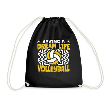 Having A Dream Life Volleyballerin Volleyball - Turnbeutel - Schwarz - Vorne
