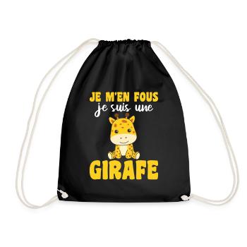 Je m'en fous je suis une girafe - süße Giraffe - Turnbeutel - Schwarz - Vorne