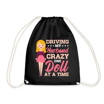 Collectible Doll Porcelain Doll Antique - Drawstring Bag - black - Front