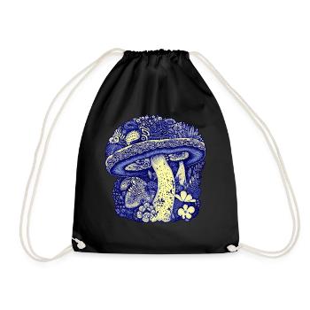 Fleuri champignon bleu Nature amant Floral - Sac de sport léger - noir - Devant