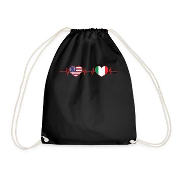 États-Unis Italie Heartbeat Cœur Américain Italien - Sac de sport léger - noir - Devant