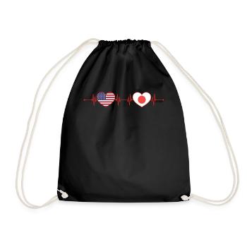 États-Unis Japon Heartbeat Cœur Américain Japonais - Sac de sport léger - noir - Devant