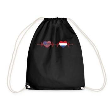 États-Unis Pays-Bas Heartbeat Américain Néerlandais - Sac de sport léger - noir - Devant