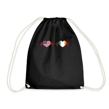 USA Ireland Heartbeat American Irish - Drawstring Bag - black - Front