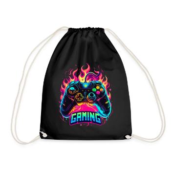 Gaming Controller Flames Art - Drawstring Bag - black - Front