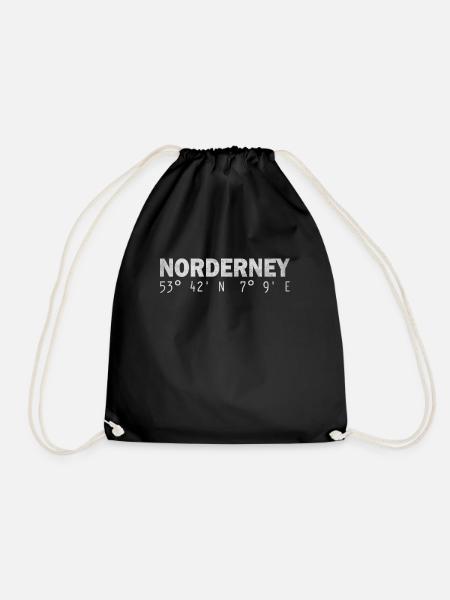 Norderney Koordinaten GPS - Turnbeutel - Schwarz