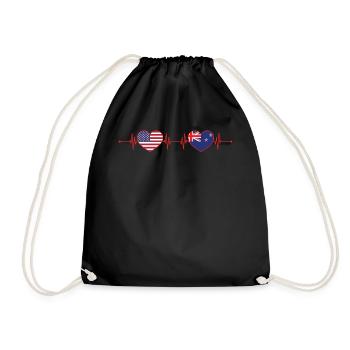 États-Unis Nouvelle-Zélande Heartbeat Américain Néo-Zélandais - Sac de sport léger - noir - Devant