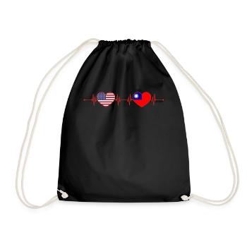 USA Taiwan Heartbeat American Taiwanese - Drawstring Bag - black - Front