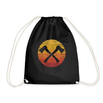 Retro Axe Throwing Game Competition Professional - Drawstring Bag - black - Front