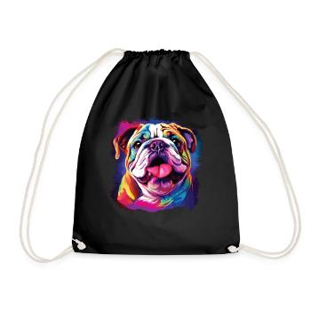 Wasserfarben Farbenfroher English Bulldog - Turnbeutel - Schwarz - Vorne