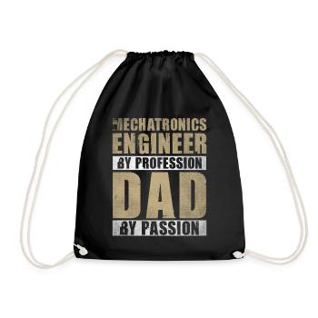 Dad By Passion Profession Mechatronics Engineer - Drawstring Bag - black - Front