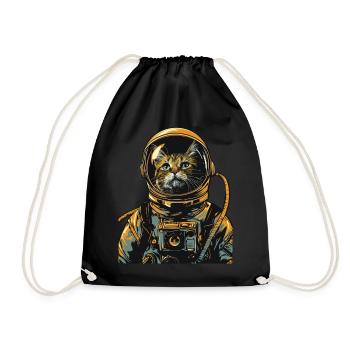 Astronaut Cat Space Explorer Funny - Drawstring Bag - black - Front