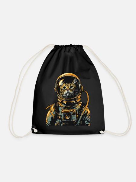 Astronaut Katze Weltraumforscher Lustig - Turnbeutel - Schwarz