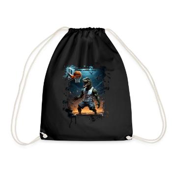 Basketball T Rex Dinosaur Graffiti Splash - Drawstring Bag - black - Front