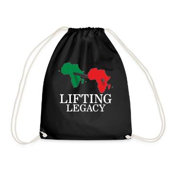 Gym Shirt, Lifting Legacy Africa Continent Weight - Drawstring Bag - black - Front