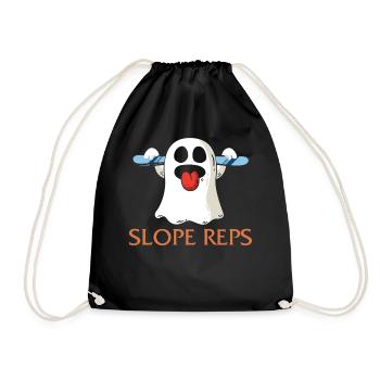 Gym Shirt, Slope Reps Skis Barbell Ghost Tee, - Drawstring Bag - black - Front