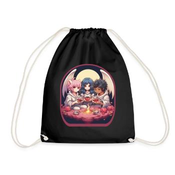 Anime Anges et Démons Mignon Boba Thé Jeux - Sac de sport léger - noir - Devant