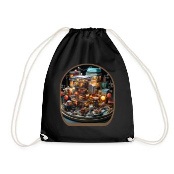 Miniature Anime Villes Mignon Boba Thé Jeux - Sac de sport léger - noir - Devant
