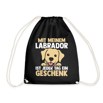 Hund Labrador - Turnbeutel - Schwarz - Vorne
