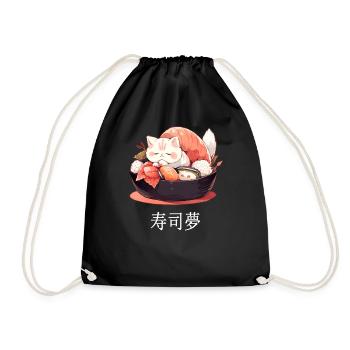 Kawaii Sushi Cat Neko Sushi Kanji Japanese Food Lo - Turnbeutel - Schwarz - Vorne