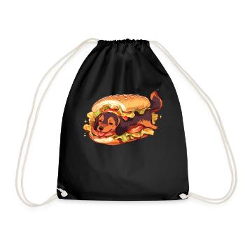 Cute Dachshund Hotdog Sandwich Cute Food Animal Do - Turnbeutel - Schwarz - Vorne