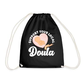 Doula Travailleuse à la naissance Soutien aux fleurs - Sac de sport léger - noir - Devant