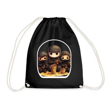 Chibi Ninja Anime Boba Tea Gaming Controller - Drawstring Bag - black - Front