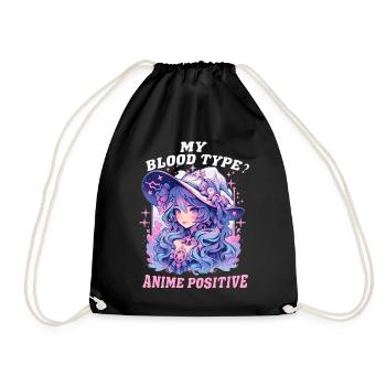 Blood Type Anime Funny Witch Japanese Otaku Witchc - Turnbeutel - Schwarz - Vorne